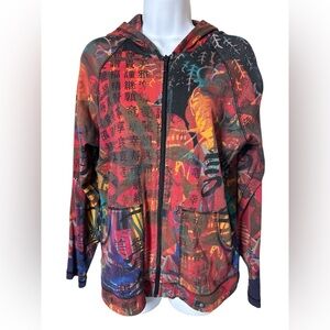 Chico’s Multicolor Oriental Artsy Graphics Cotton Zip Hoodie Women’s M